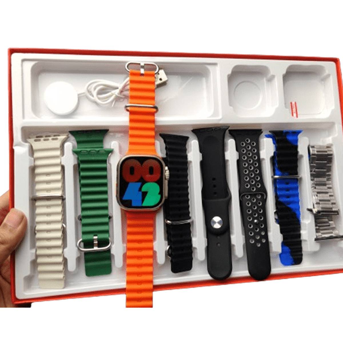 9+1 Z60 Ultra-2 Big Ips Display 49mm 8 Strap+screen Protector Bt Calling Smartwatch Always On Display With Fitpro App Silver