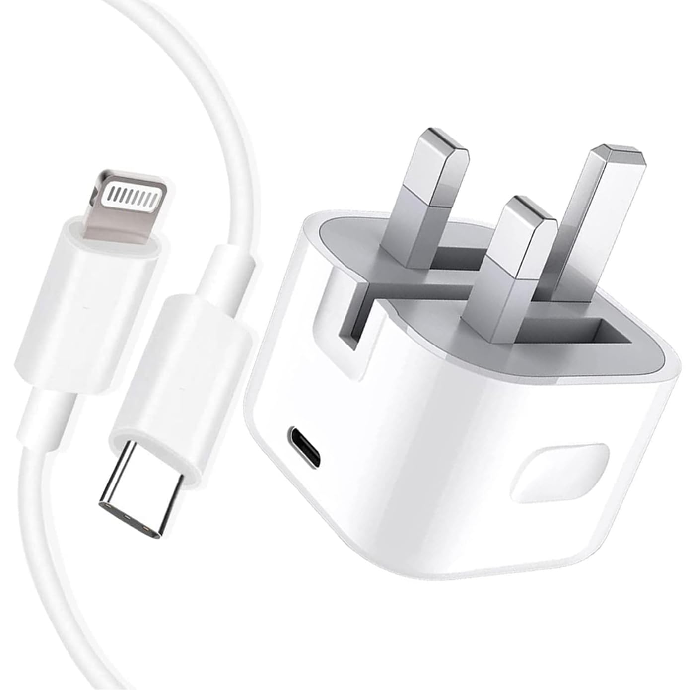 Iphone Usb-C Pd 20w Power Adapter Charger 3 Pin Uk Pin) With cable