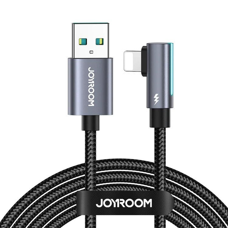 Joyroom S-al012a17 Smoothgame Series 2.4a Usb-a To Lightning Right Angle Fast Charging Data Cable 1.2m-black