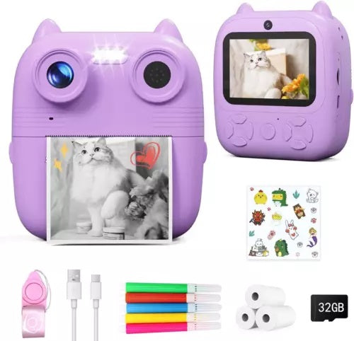 D8s Childrens Time Front/back Rear Hd Digital Thermal Print Camera 1080p 48mp Blue
