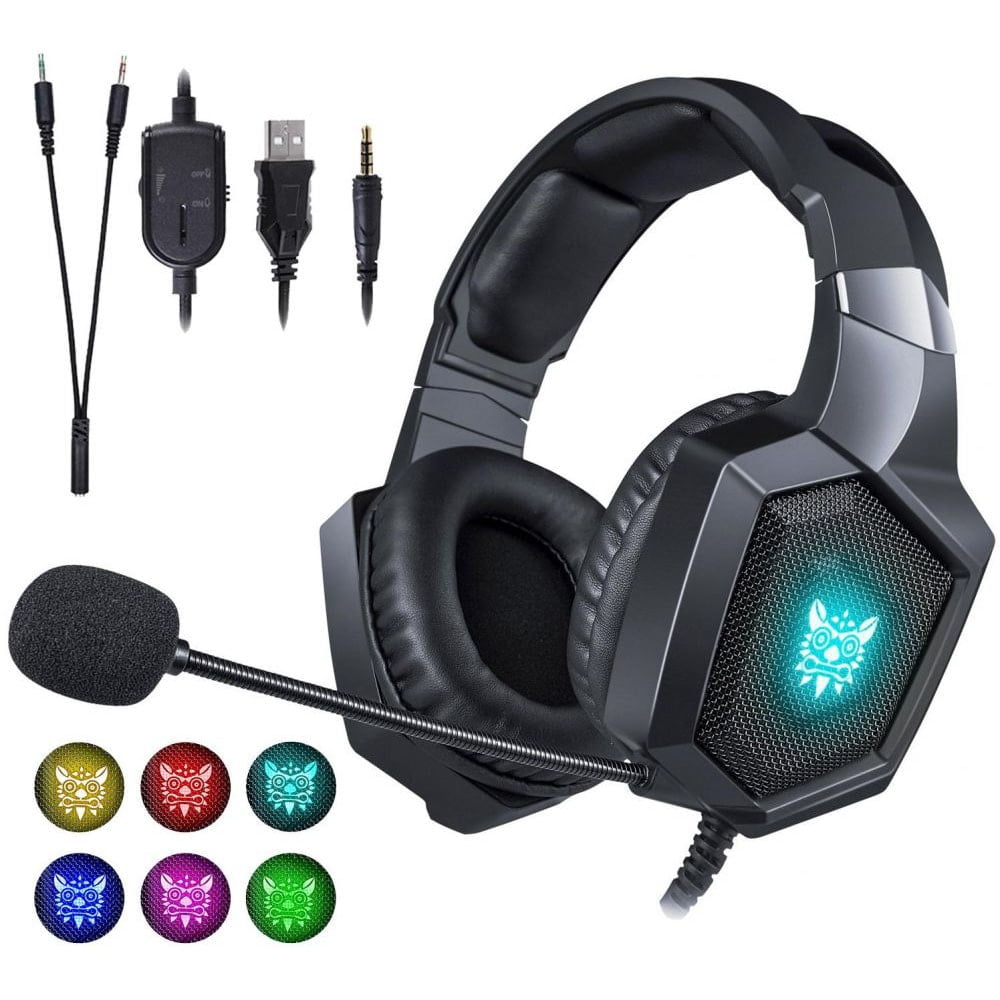 Onikuma K8 Rgb Gaming Headphone Over-ear Headset With Microphone Volume Control Headphones Rgb Led Lights
