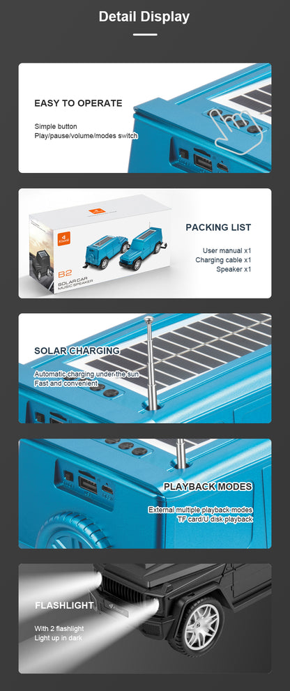 Kisonli B2 10w Solor Charging Fm Modern Car Wireless Portable Bluetooth Speaker