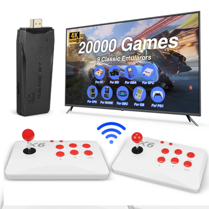 X6 RETRO GAME CONSOLE 64GB WITH DOUBLE ARCADE JOYSTICK 20,000+ GAMES