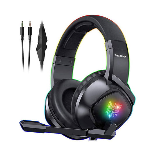 Onikuma K19 Rgb Wired Stereo Gaming Headset True Noise Cancellation, Usb+3.5mm Audio Plug For Ps4/pc/xbox One Controller/laptop, Black