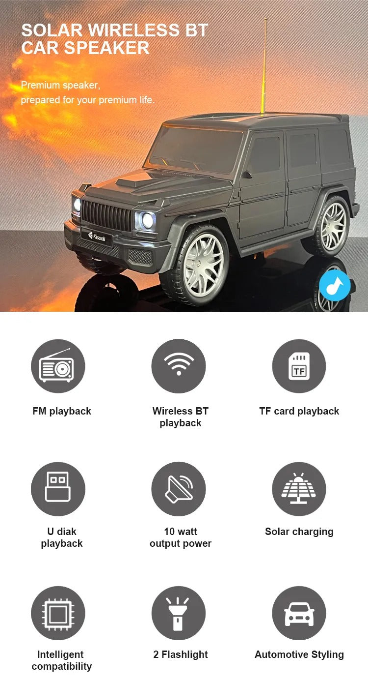 Kisonli B2 10w Solor Charging Fm Modern Car Wireless Portable Bluetooth Speaker