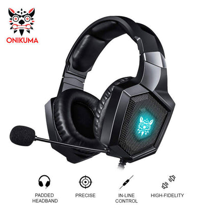 Onikuma K8 Rgb Gaming Headphone Over-ear Headset With Microphone Volume Control Headphones Rgb Led Lights