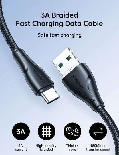 Joyroom S-uc027a11 Surpass Series 3a Usb-a To Type-c Fast Charging Data Cable 3m-black