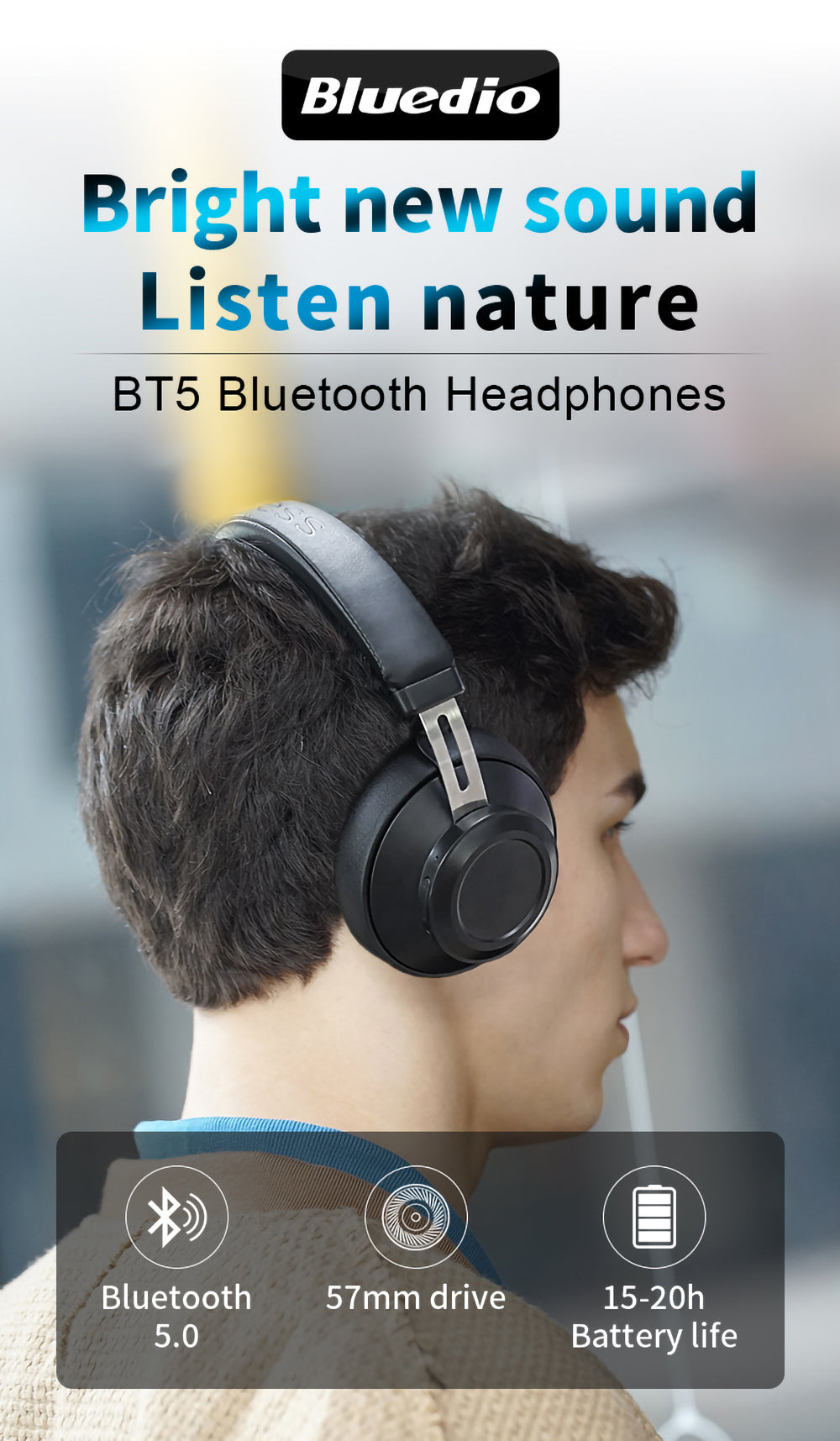 Bluedio Bt5 Wireless Headphone And Wired Stereo Bluetooth Over-ear Headset With Built-in Microphone