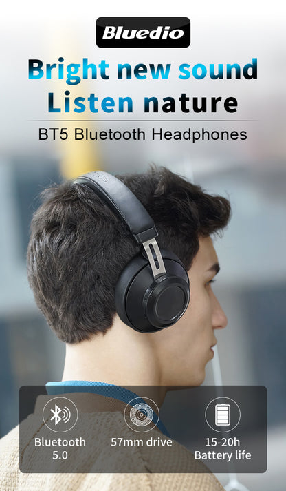 Bluedio Bt5 Wireless Headphone And Wired Stereo Bluetooth Over-ear Headset With Built-in Microphone