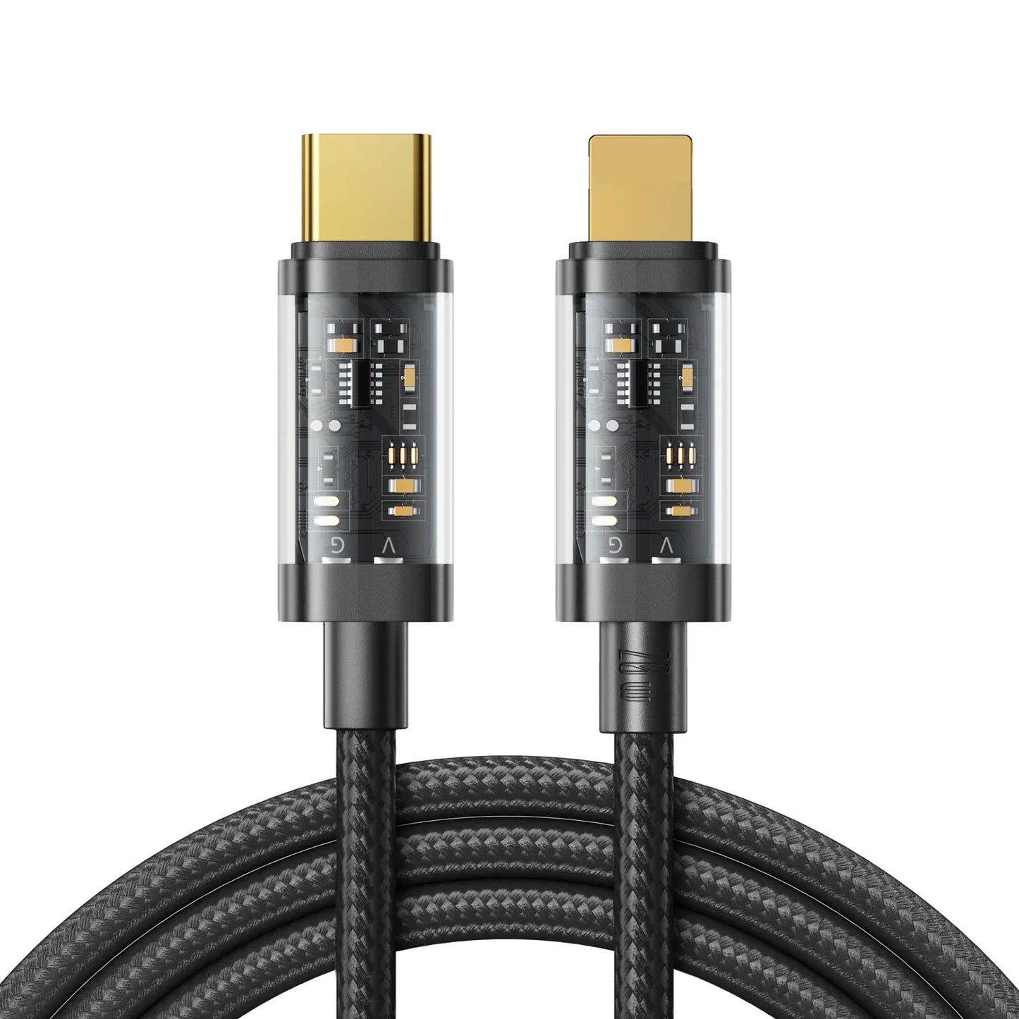 Joyroom S-cl020a12 Type-c To Lightning 20w Data Cable 1.2m Transparent Nylon Black