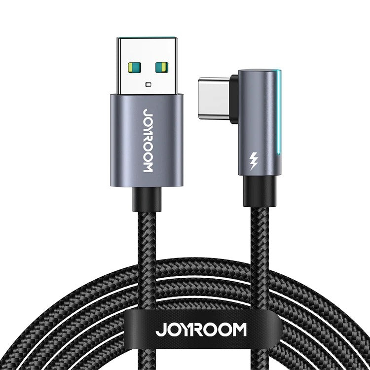 Joyroom S-ac027a17 Smoothgame Series 3a Usb-a To Type-c Right Angle Fast Charging Data Cable 1.2m-black