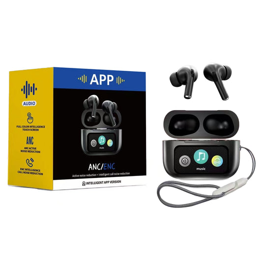 A9 Pro App Anc/enc Display Touch Control Bt 5.4 Wireless Earbuds With Zwsvibe App