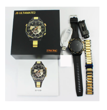 Js Ultimate2 1.53 Inch Bt Call Smart Watch Rdfit App With 2 Straps (silicone Strap/steel Belt) Gold Style