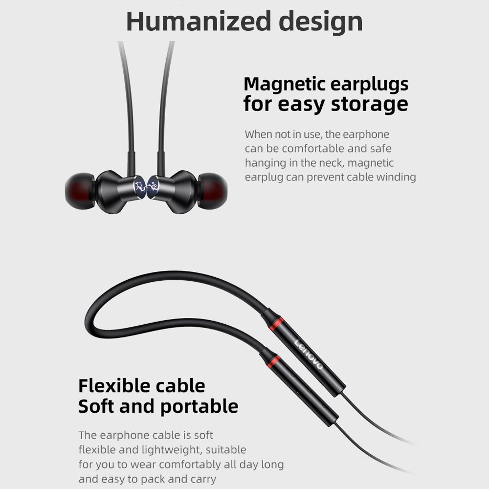 Lenovo He05x 2 Bluetooth 5.0 Earphones Hifi Magnetic Neckband Headset