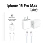 IPHONE 15 PRO MAX 2 PIN (US PIN) 35W USB-C POWER ADAPTER WITH USB-C TO C CABLE