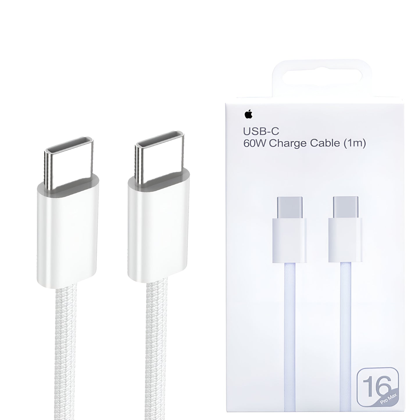 Iphone 16 Pro Max 60w Type C To C Pd Fast Charging Nylon Cable (1m) With Big Packing