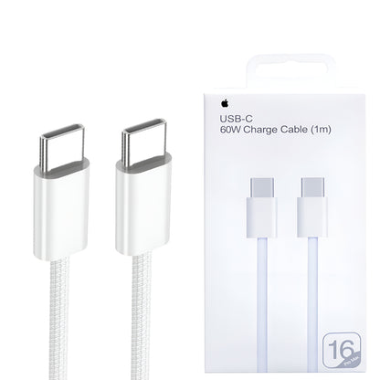 Iphone 16 Pro Max 60w Type C To C Pd Fast Charging Nylon Cable (1m) With Big Packing