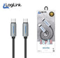 Logilink Type C To Type C Nylon Fast Charging Data Cable With Ligh1m -Black