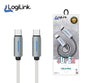 Logilink Type C To Type C Nylon Fast Charging Data Cable With Ligh1m -Black