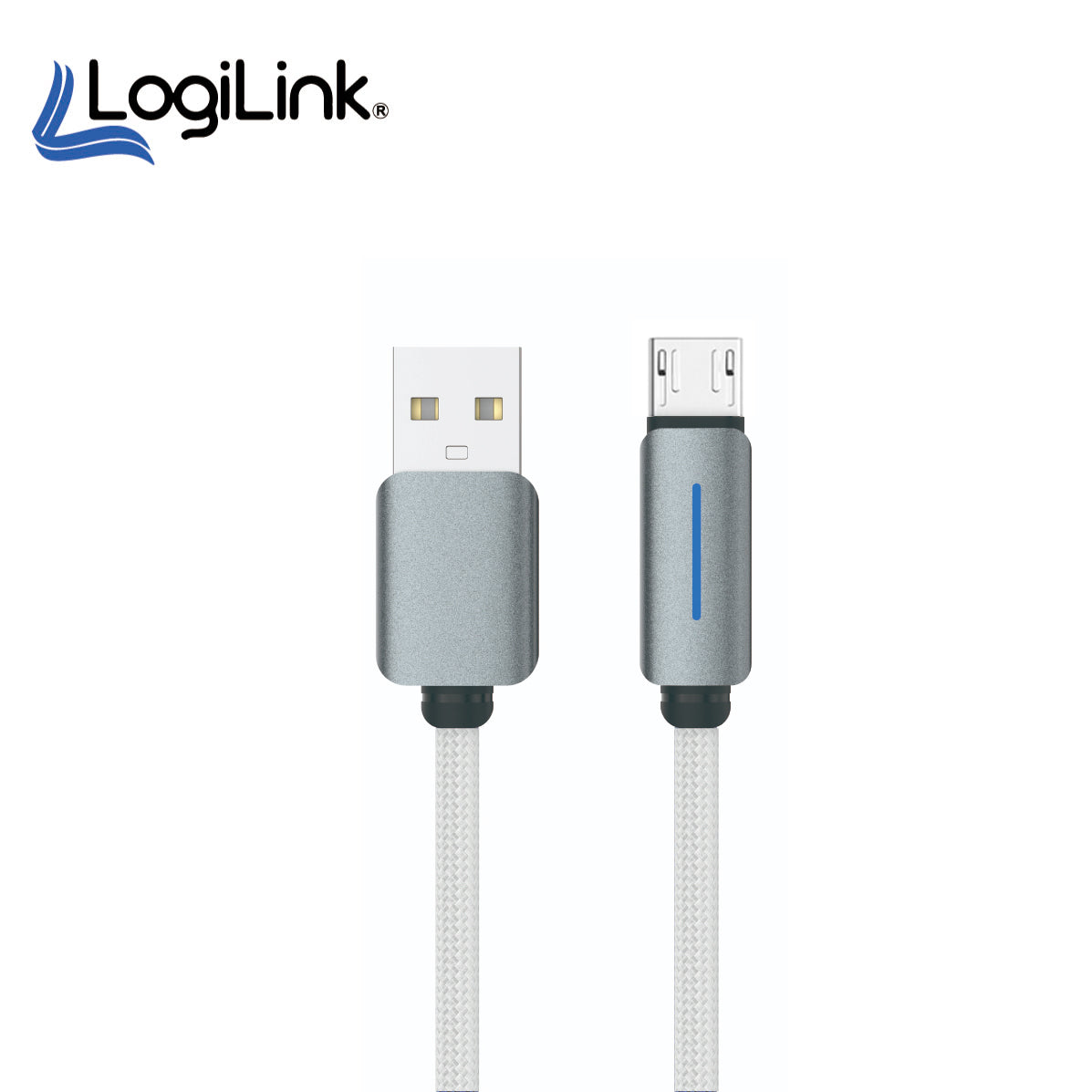 Logilink Usb To Micro Nylon Fast Charging Data Cable With Light 1m - Black
