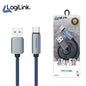 Logilink Usb To Type C Nylon Fast Charging Data Cable With Light 1m - Black