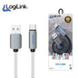 Logilink Usb To Type C Nylon Fast Charging Data Cable With Light 1m - Black