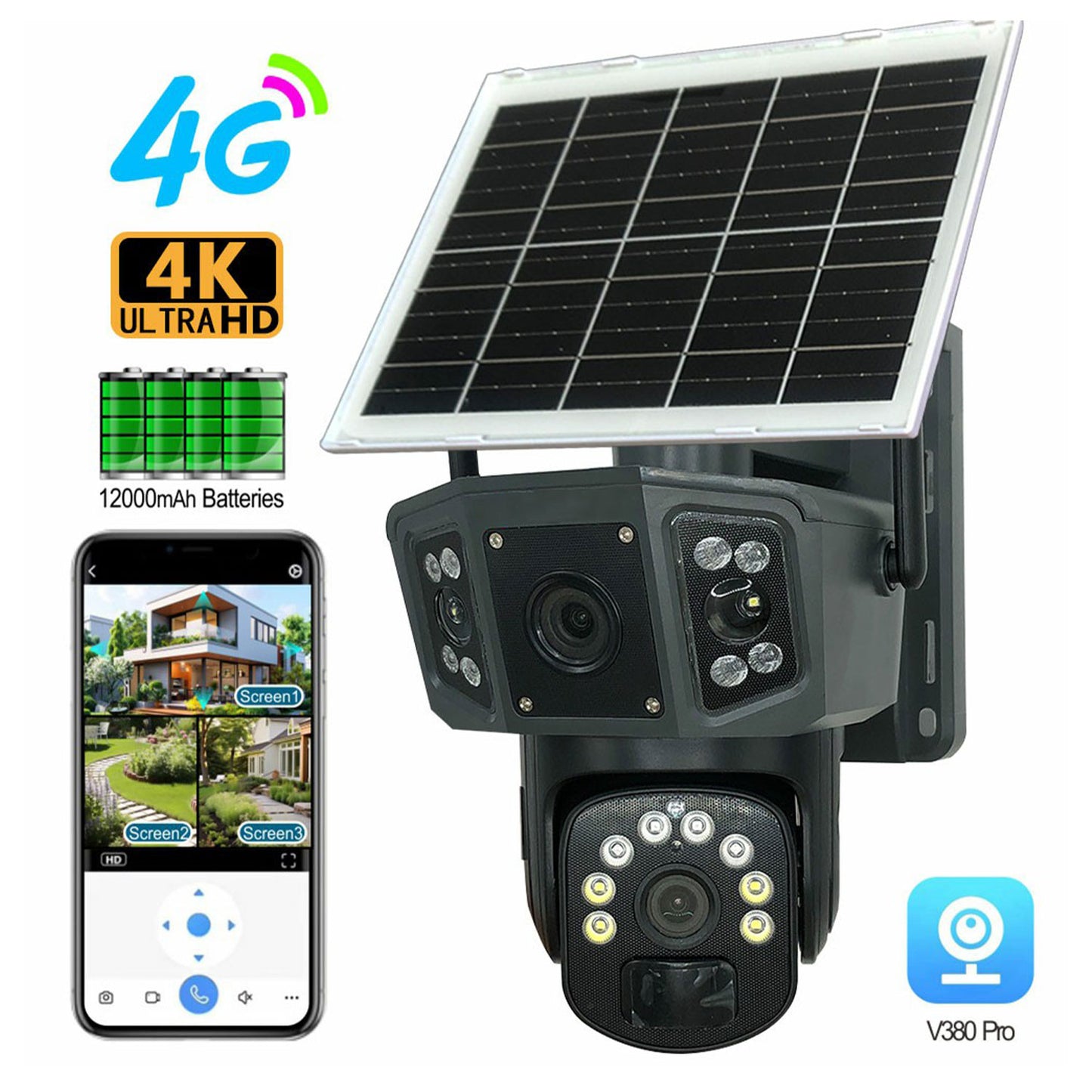 Speedx Ca-wc013 Ptz 4g Solar Outdoor 2mp Motion Detection 360 Wireless Smart Camera With V380 Pro App