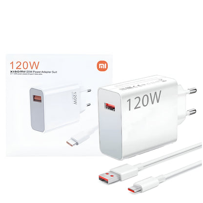 XIAOMI 120W EU PLUG QC3.0 FAST QUICK WALL CHARGER WITH CABLE