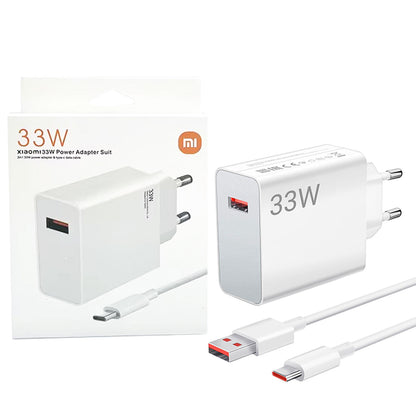 XIAOMI 33W EU PLUG QC3.0 FAST QUICK WALL CHARGER WITH CABLE